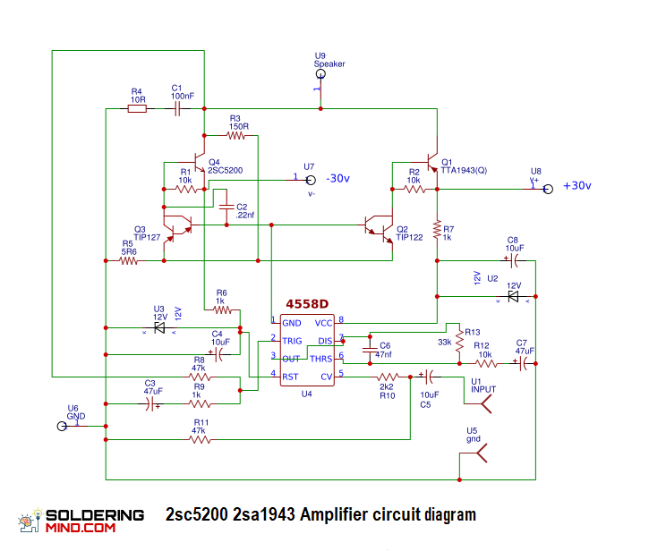 2sc5200 2sa1943 Amplifier Circuit