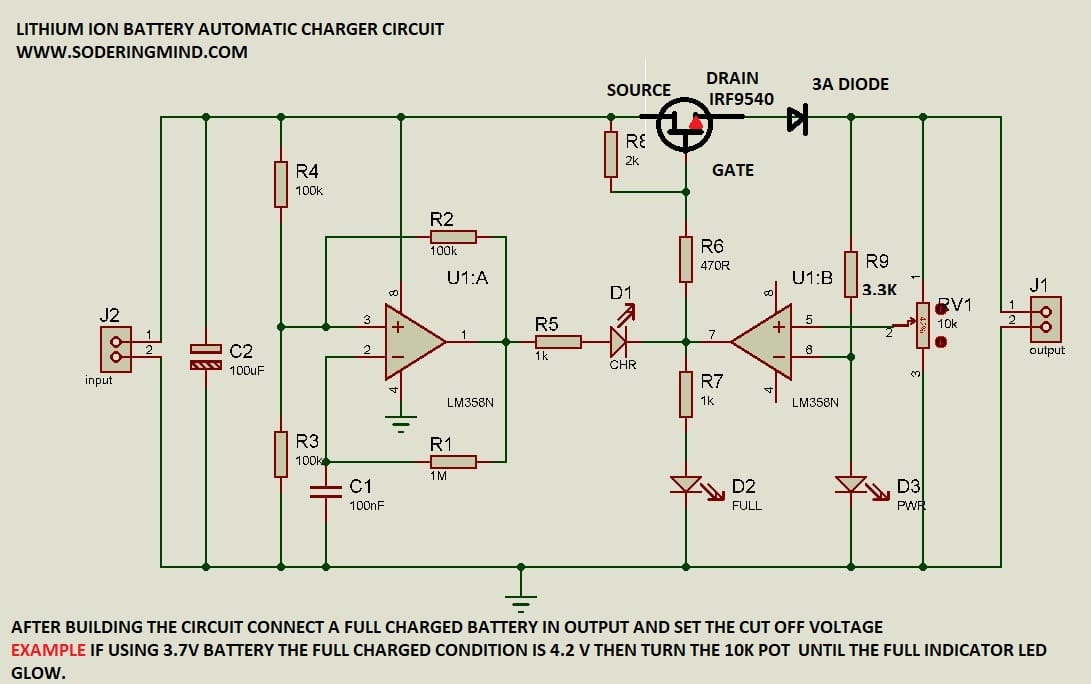 DIY Lithium Battery Charger Circuit - Soldering Mind