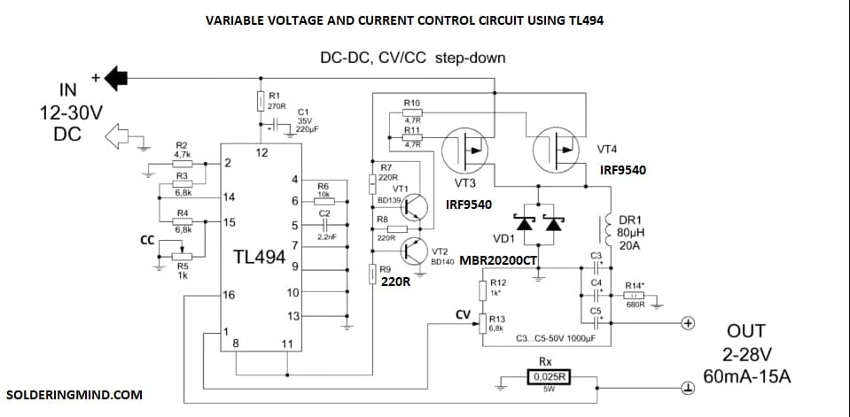 DC Voltage and current Adjustable Power supply, DIY DC voltage controller 