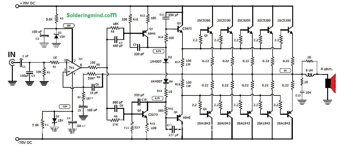 1000 Watts Audio Amplifier Circuit Amplifier Circuits Soldering Mind
