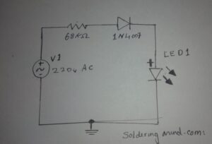 current limiting resistor for Glowing led from Ac