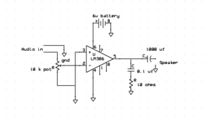 LM386 ic audio amplifier circuit diagram