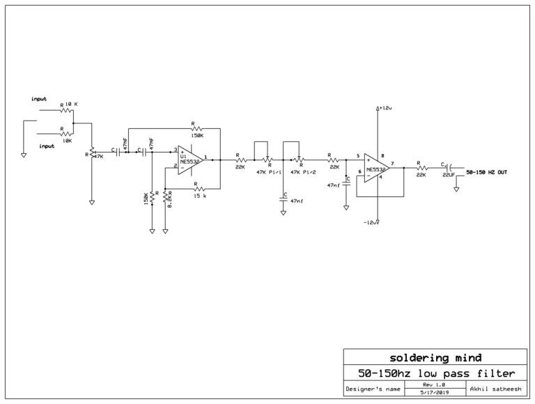 low pass filter circuit using ne5532 ic