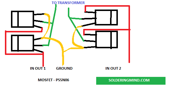mosfet connection on transformer