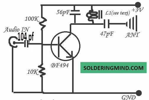 One Transistor FM Transmitter Circuit Diagram