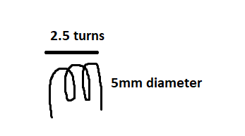 36 SWG 2.5 turns 5mm diameter