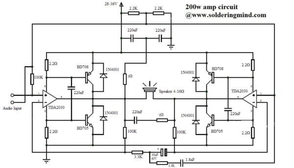 TDA2030 Audio Amplifier Circuit - Solderingmind.com