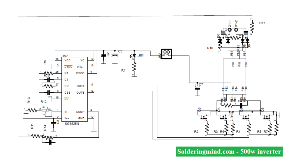 500 watts inverter circuit diagram