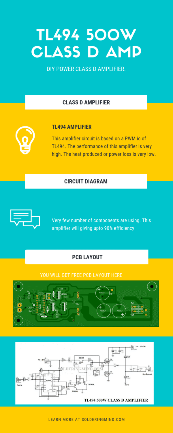 TL494 Class D Amplifier Circuit 500w Amplifier