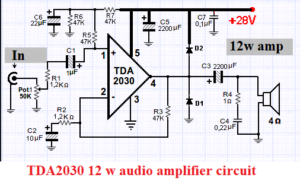 Tda2030 12w amplifier circuit