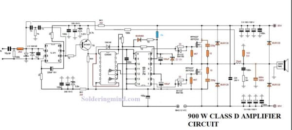 100w Class D Amplifier Using Lm393 With Irf540 And 9540 Soldering Mind 8899