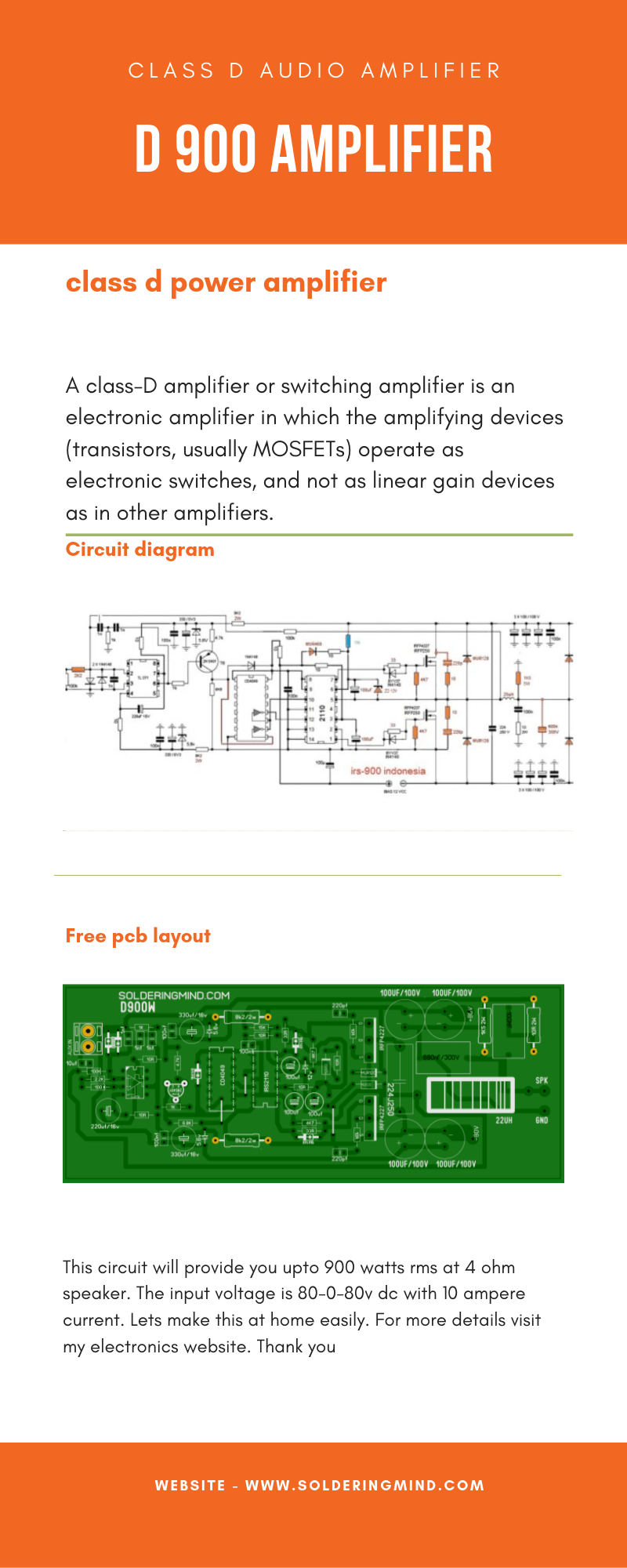 900W ClassD Next Generation Power Amplifier Class D Amplifier Circuit