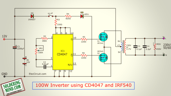 Best 12v to 220v Inverter Circuit - Soldering Mind