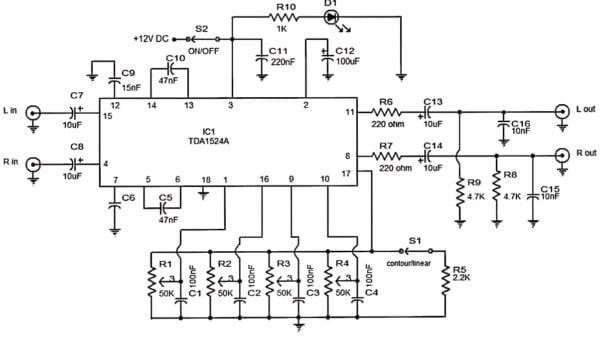 TDA1524 stereo tone control circuit with PCB Layout - Soldering Mind