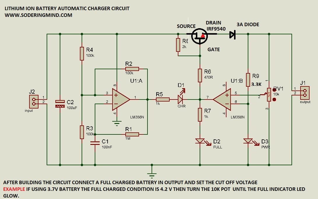 Lithium Battery Charger Circuit Diagram