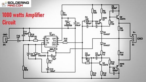 1000 watts amplifier with TL071 Op Amp