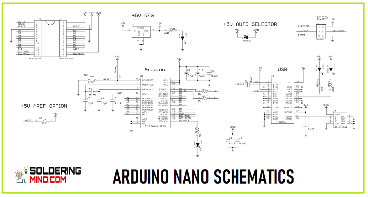 arduino nano pinout schematic