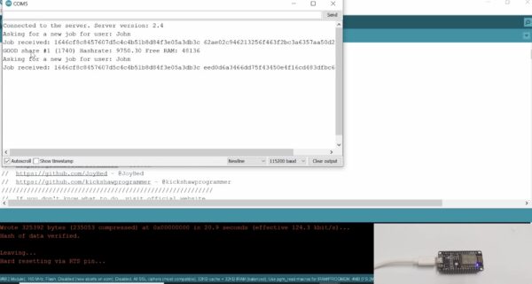 ESP8266 Crypto Miner - Duino coin mining