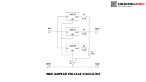 Variable power supply with high current using lm 317 IC