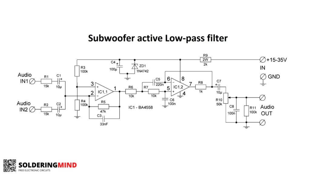 Low pass filter circuits using 4558 IC Soldering Mind