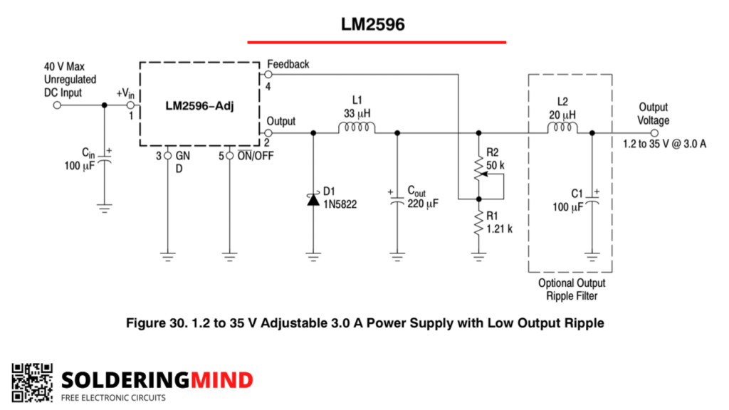 Lm2596 buck converter circuit