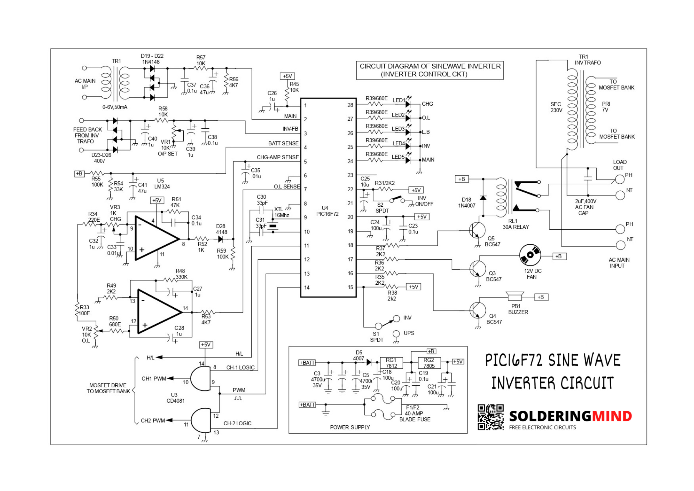 Pic16f72 sine wave inverter circuit