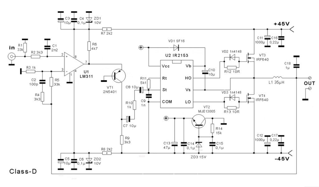 400w class d amplifier circuit