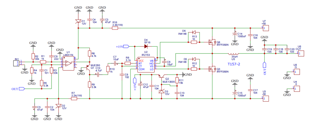 400w class d amplifier circuit diagram