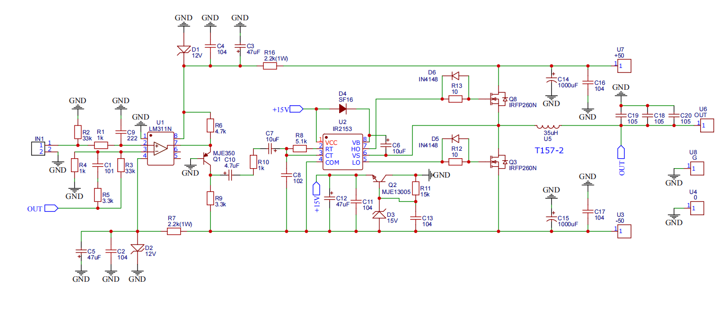 400 W Class D Amplifier Circuit And Pcb Layout 2813