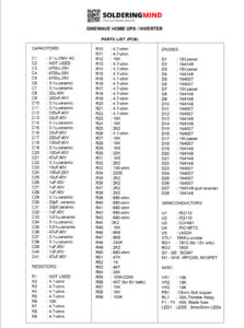 Pic16f72 sine wave inverter components List 