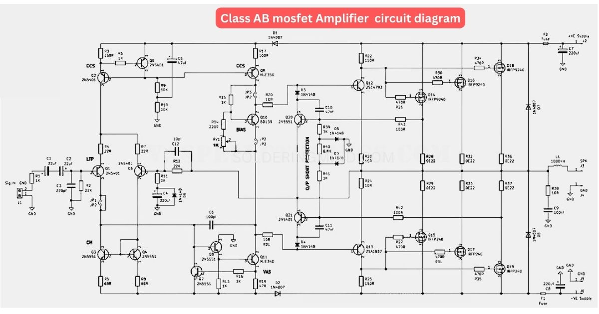 600 Watt Class AB Mosfet Amplifier Circuit