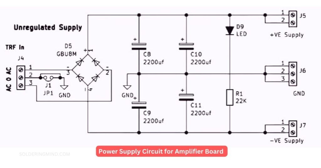 Power supply circuit for amplifier board