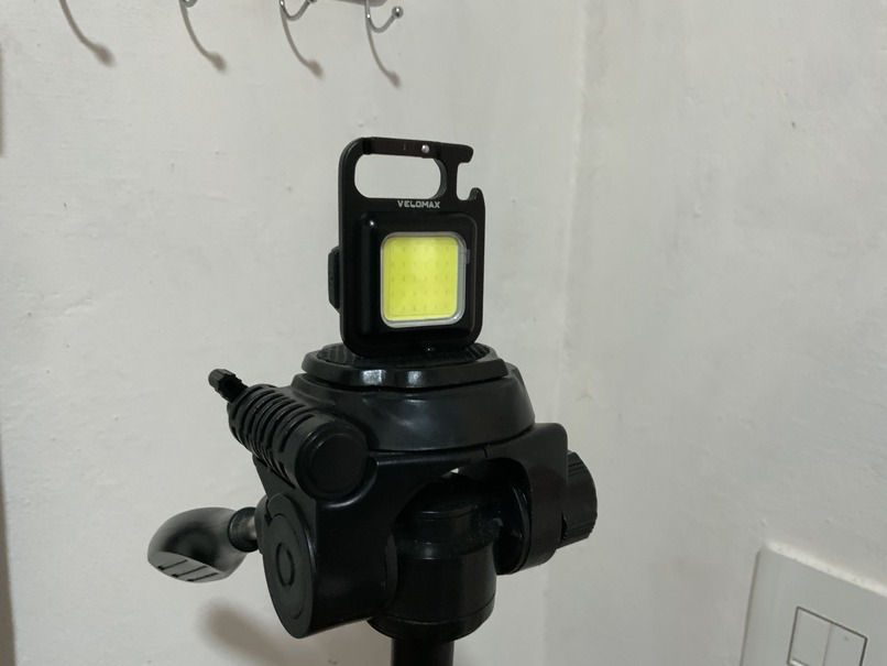 Velomax keychain light as video shooting camera light