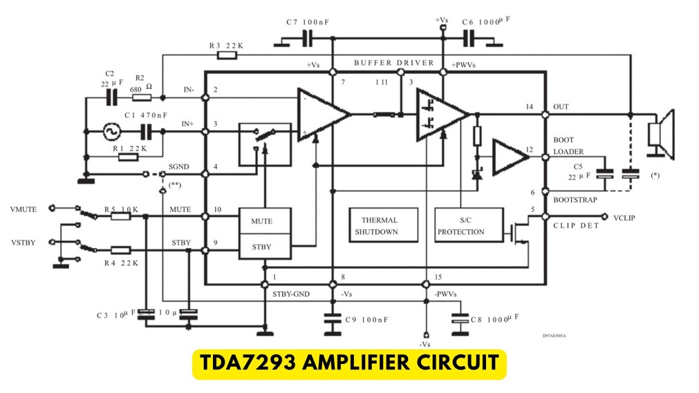 Tda7293 ic amplifier circuit diagram