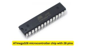 ATmega328 microcontroller chip with 28 pins