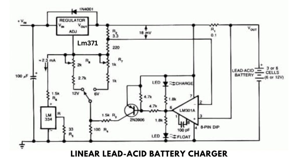 Linear 12v lead acid battery charger using lm371