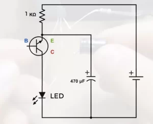 Led blinking circuit using bc547 Npn transistor diagram
