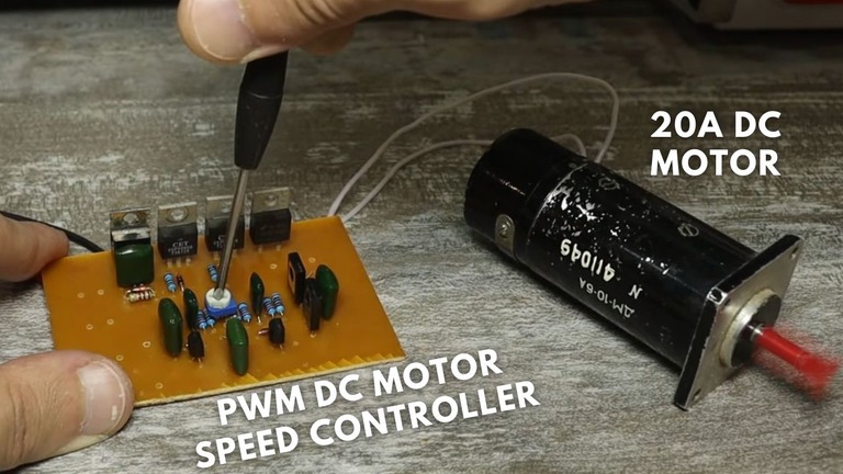 pwm dc motor speed controller board is connected with 20A dc motor