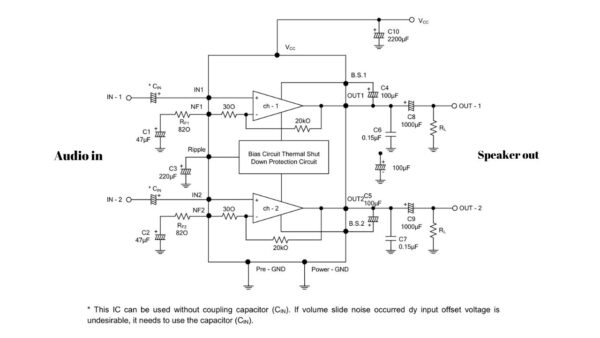 CD6283 Stereo Audio Amplifier Circuit