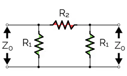 equal impedances pi attenuator circuit
