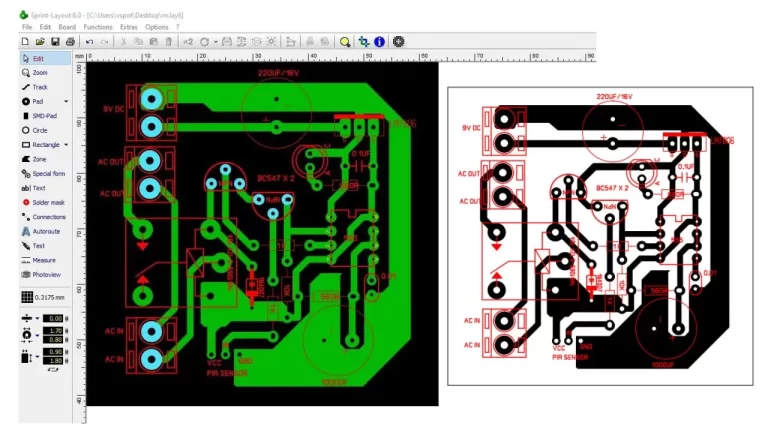 pir motion sensor project pcb layout