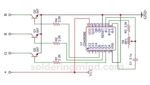 rgb led strip controller circuit using cd4060 ic