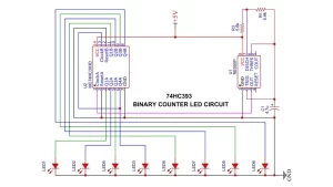74HC393 IC binary counter led circuit