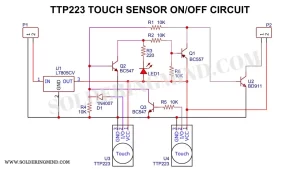 TTP223 touch sensor on/off circuit