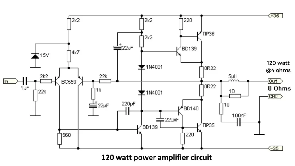 120 watt power amplifier circuit