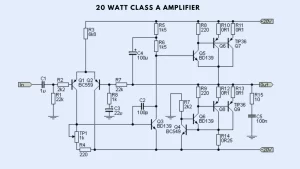 20 watt class a amplifier circuit using tip35 and tip36 transistor