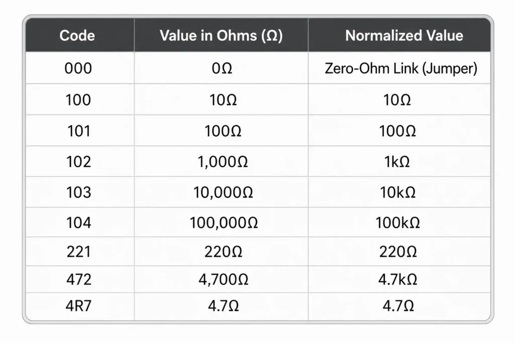 Common 3-Digit Resistor Codes