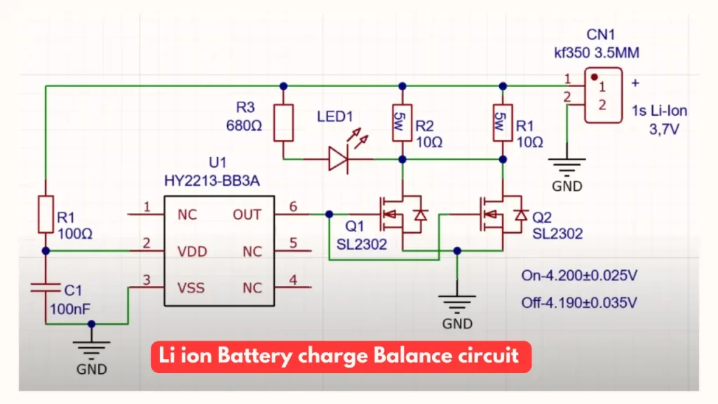Li ion battery charge balance circuit