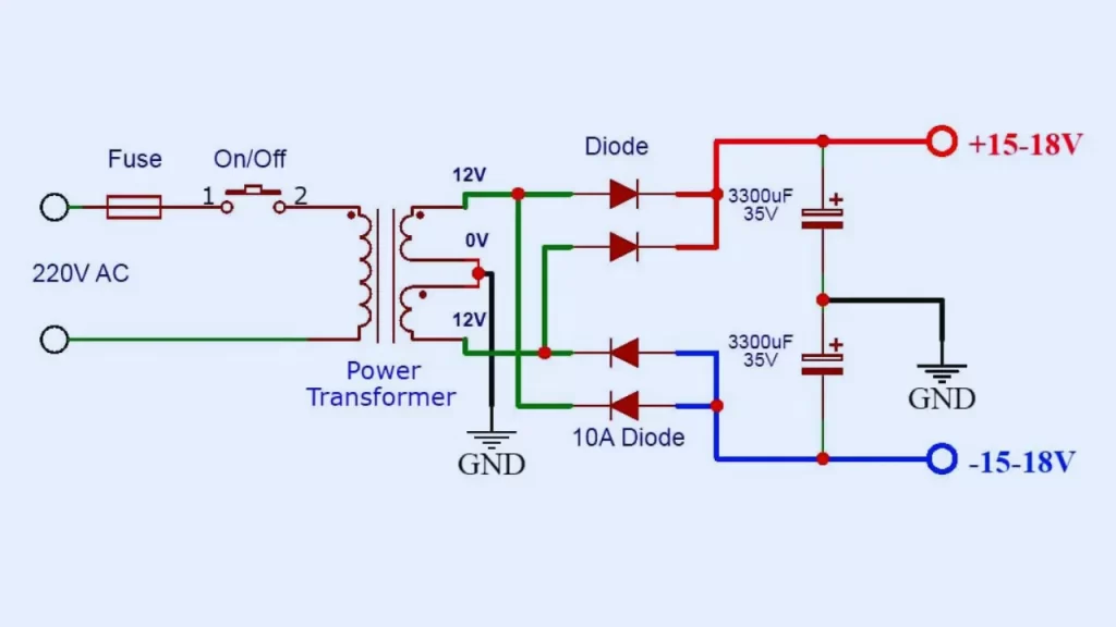 power supply circuit for tda2030 amplifier