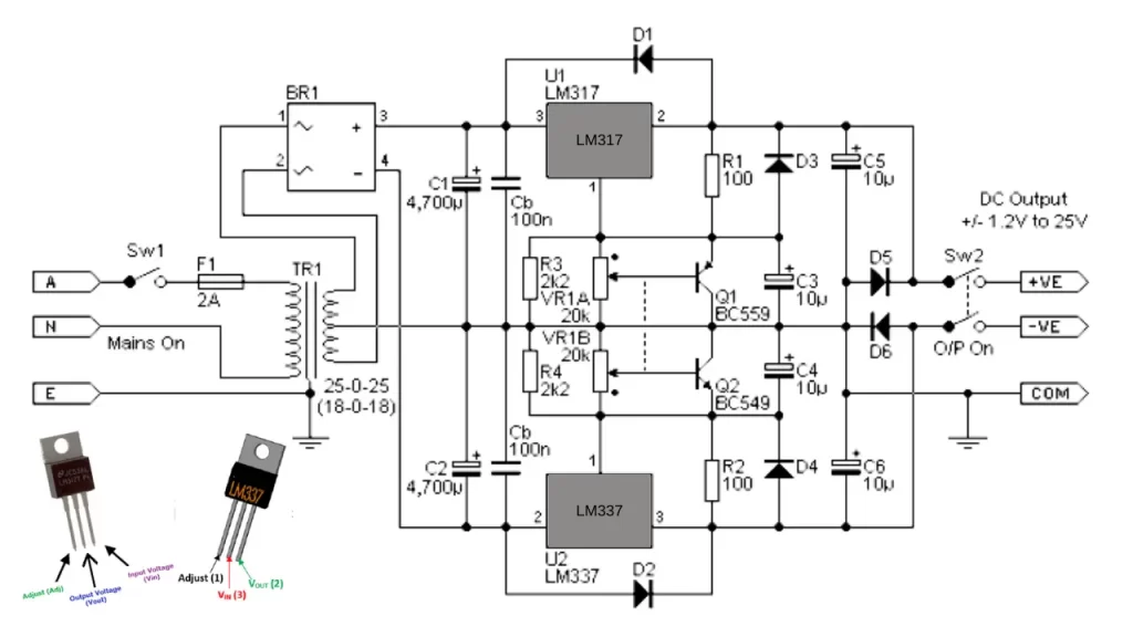 dc bench power supply circuit diagram